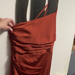 Azazie One Shoulder Rust Dress